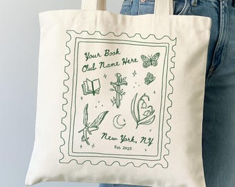 Personalized Book Club Tote Bag Custom Book Lover Gift Reading Tote for Bookworm Bookish Bag Fantasy Booktok Reader Gift Idea Booktrovert
