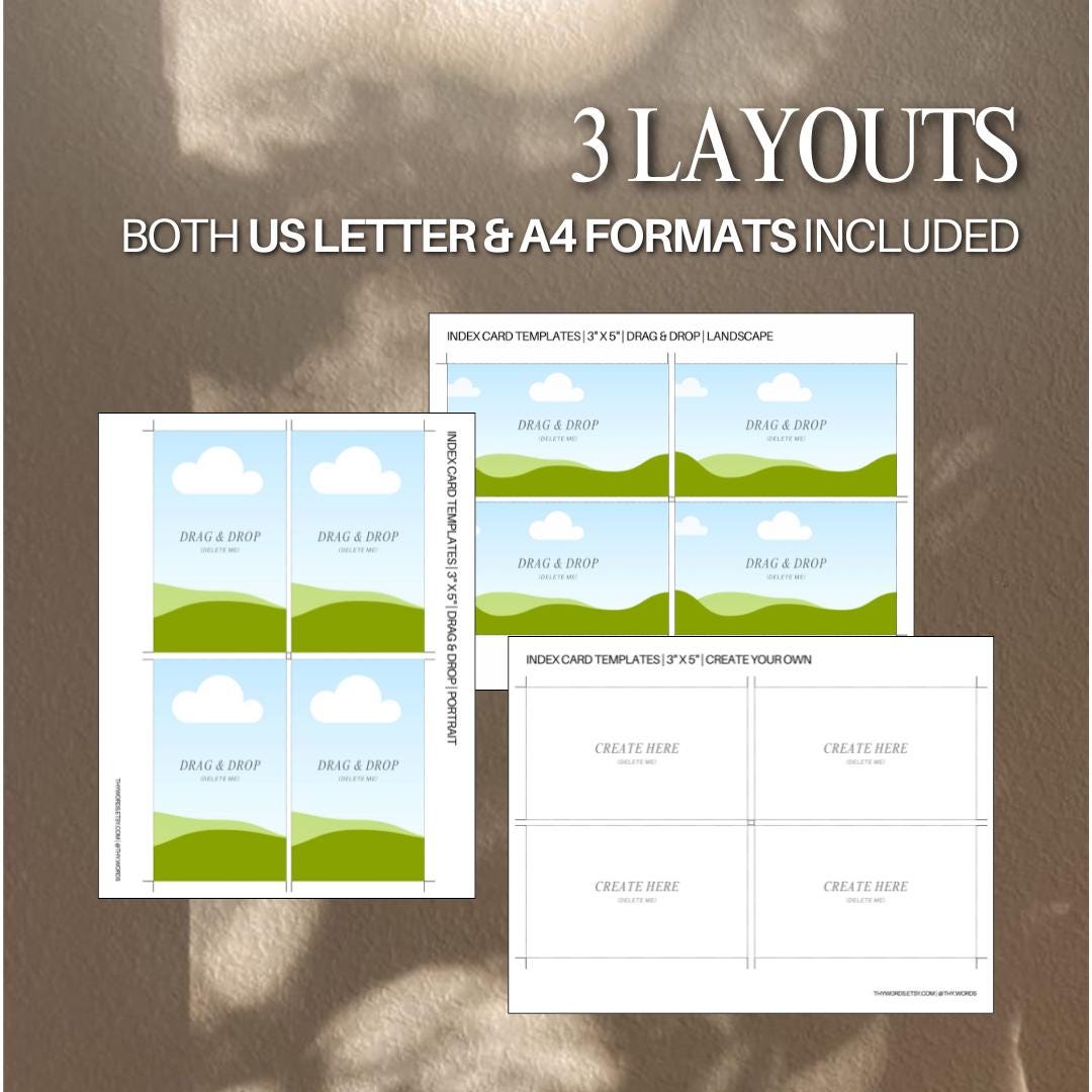 Printable Index Card Templates US Letter 3x5 Card Drag Drop Canva ...