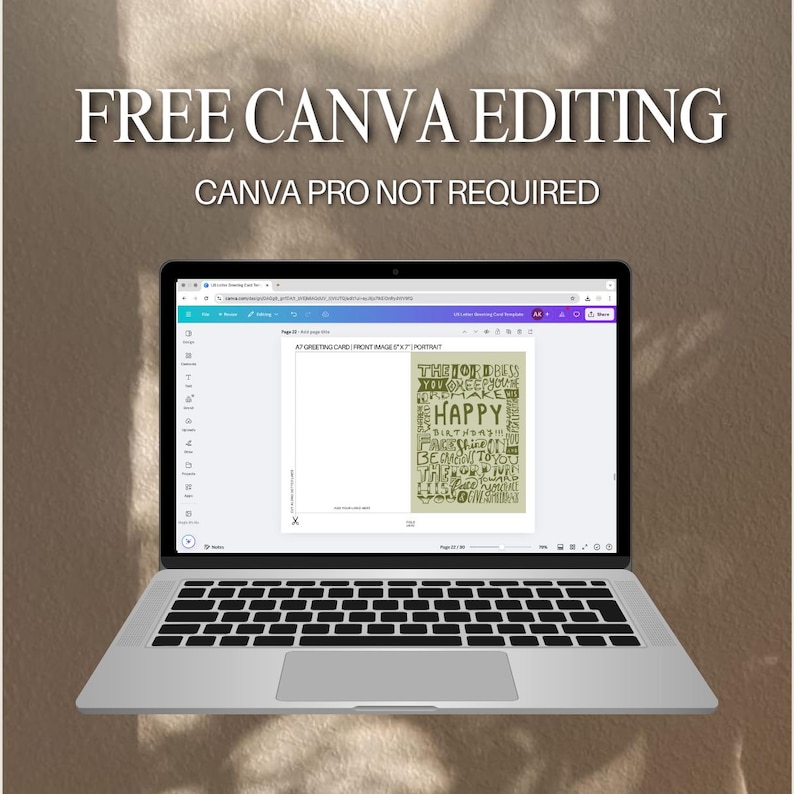Printable Greeting Card Template US Letter Bundle Canva Drag and Drop A4 Size Editable Canva Template A2 Birthday Card A6 Print at Home A7 image 7