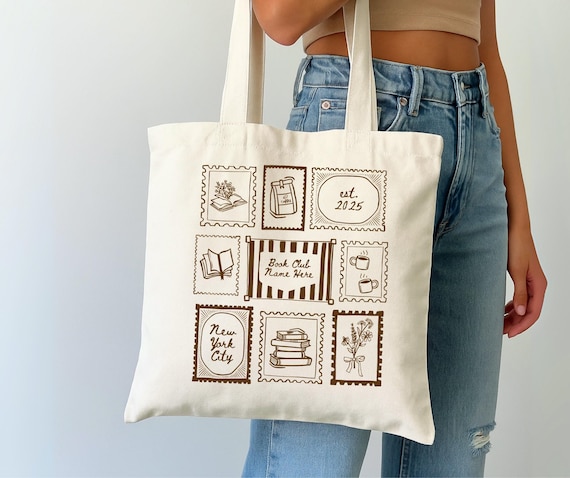 Personalized Book Club Tote Bag Custom Coffee and Book Lover Gift Reading Tote for Bookworm Bookish Bag Booktok Reader Gift Idea Booktrovert