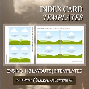 Plantillas de tarjetas de índice imprimibles, tamaño carta de EE. UU., tarjeta de 3x5, arrastrar y soltar, Canva, editable, impresión en casa, tarjeta de agradecimiento para propietarios de pequeñas empresas, inserto A4