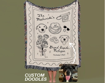 Custom Wedding Woven Blanket Personalized Keepsake Throw Cotton Anniversary Gift Newlywed Gift Engaged Couple