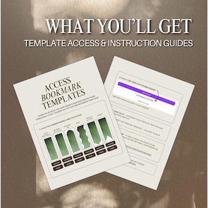 K&ouml;nnte beinhalten: Ein digitaler Download f&uuml;r Lesezeichenvorlagen. Das Bild zeigt ein gr&uuml;nes und wei&szlig;es Design mit dem Text "Access Bookmark Templates". Der Text "Click the corresponding links for access" ist ebenfalls sichtbar.