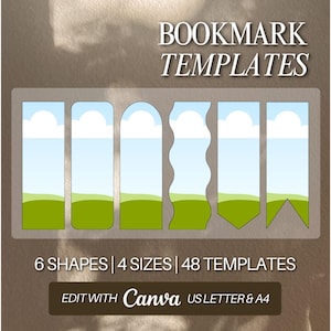Marcadores para mujer, plantilla imprimible de Canva, paquete editable, rectángulo ondulado, letra de EE. UU., ratón de biblioteca, descarga digital personalizada, A4, arrastrar y soltar, leer