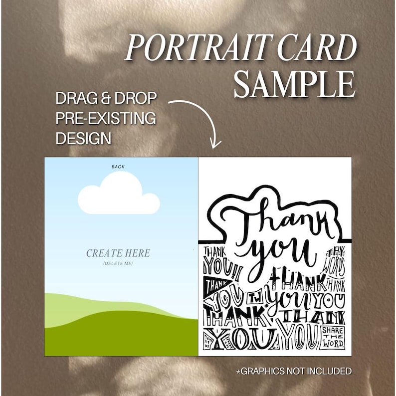 Printable A7 Greeting Card Double Sided A7 Card Template 5X7 Card Drag ...
