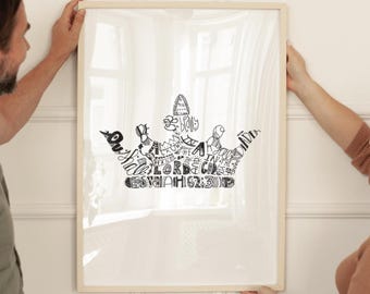 Prinzessin Kinderzimmer Dekor christlichen Glauben basierend Dekor für Mädchen Prinzessin Badezimmer Wand Kunst druckbare Wand Zimmer Krone Kunstwerk Tiara Jesaja 62: 3