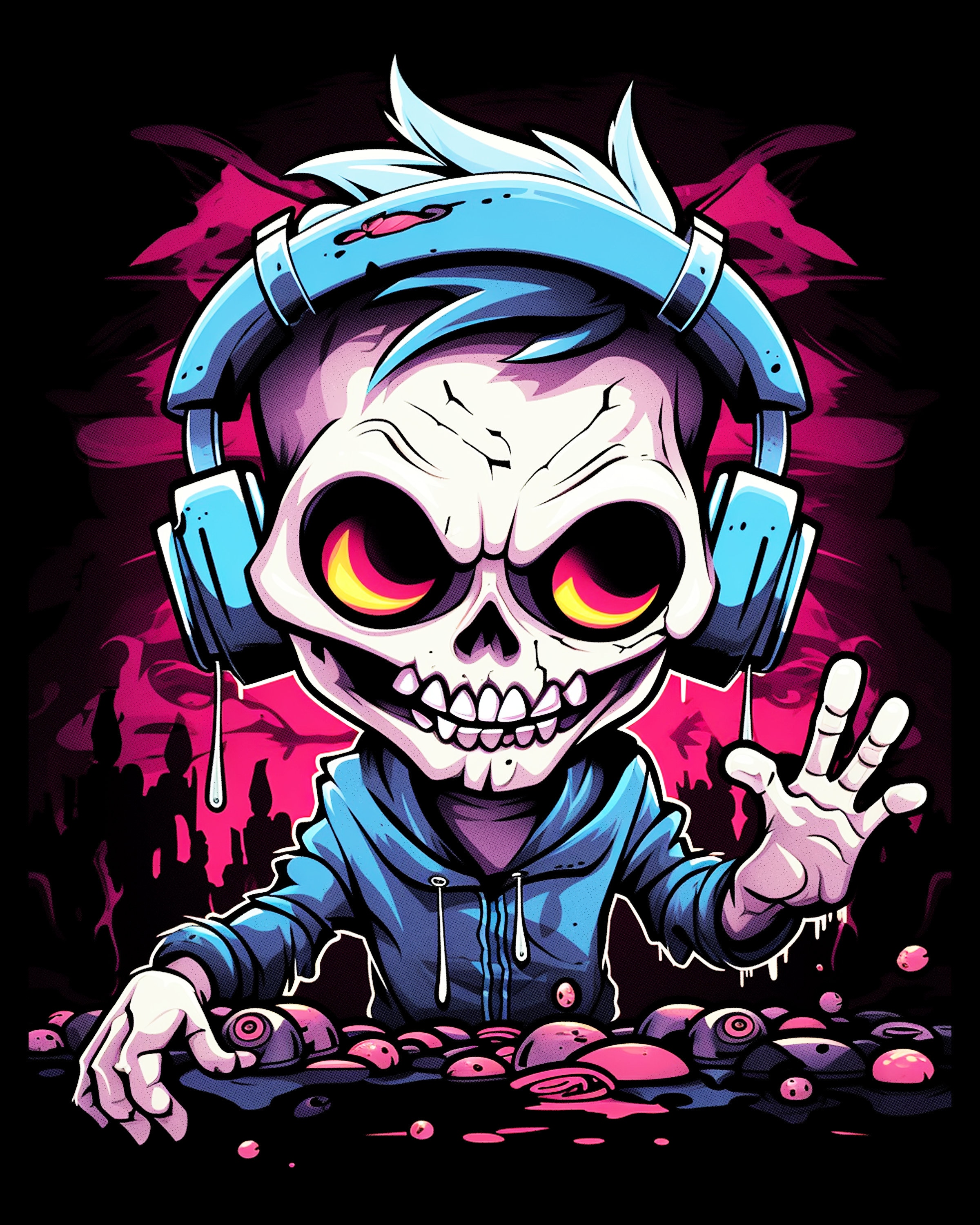 DJ Skull Boy PNG - Graffiti T-shirt, Sticker Digital File