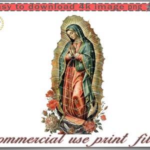Lady of Guadalupe Digital Image, Virgen de Guadalupe PNG, High Resolution Art, Easy Download, DTF DTG Ready, T-shirts, Mugs, Sweatshirts
