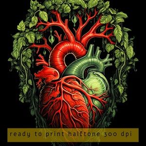Diseños de semitono de corazón y tierra Impresión de camisetas Impresión DTG Impresión DTF Camiseta PNG Ai Diseños de sublimación serigrafía medios tonos