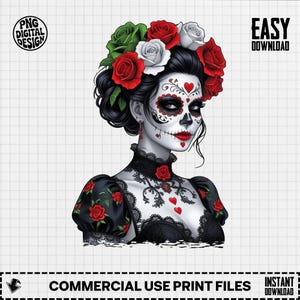 Suikerschedel Catrina PNG: Dia De Los Muertos Art (digitale download)