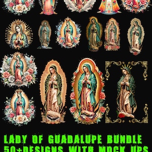 Notre-Dame de Guadalupe PNG à télécharger meilleur lot Virgen de Guadalupe sublimation design Floral Vierge du Mexique téléchargement numérique - 50 modèles