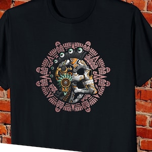 AZTEC skull-warrior-art/CALENDARIO Azteca T-shirts-arte-gifts-mexico