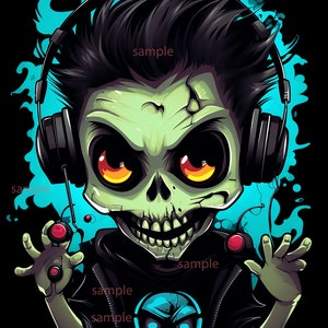 DJ SkullBoy PNG - Graffiti T-Shirt, Sticker Digital File, Skulls dj, Urban Streetwear Sublimation, DTf Clipart,instant download