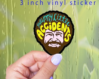 No Mistakes Just Happy Accidents Sticker, Funny Stickers, Water Bottle Stickers, Laptop Stickers, Laptop Decals/ bob ross-gifts for artist