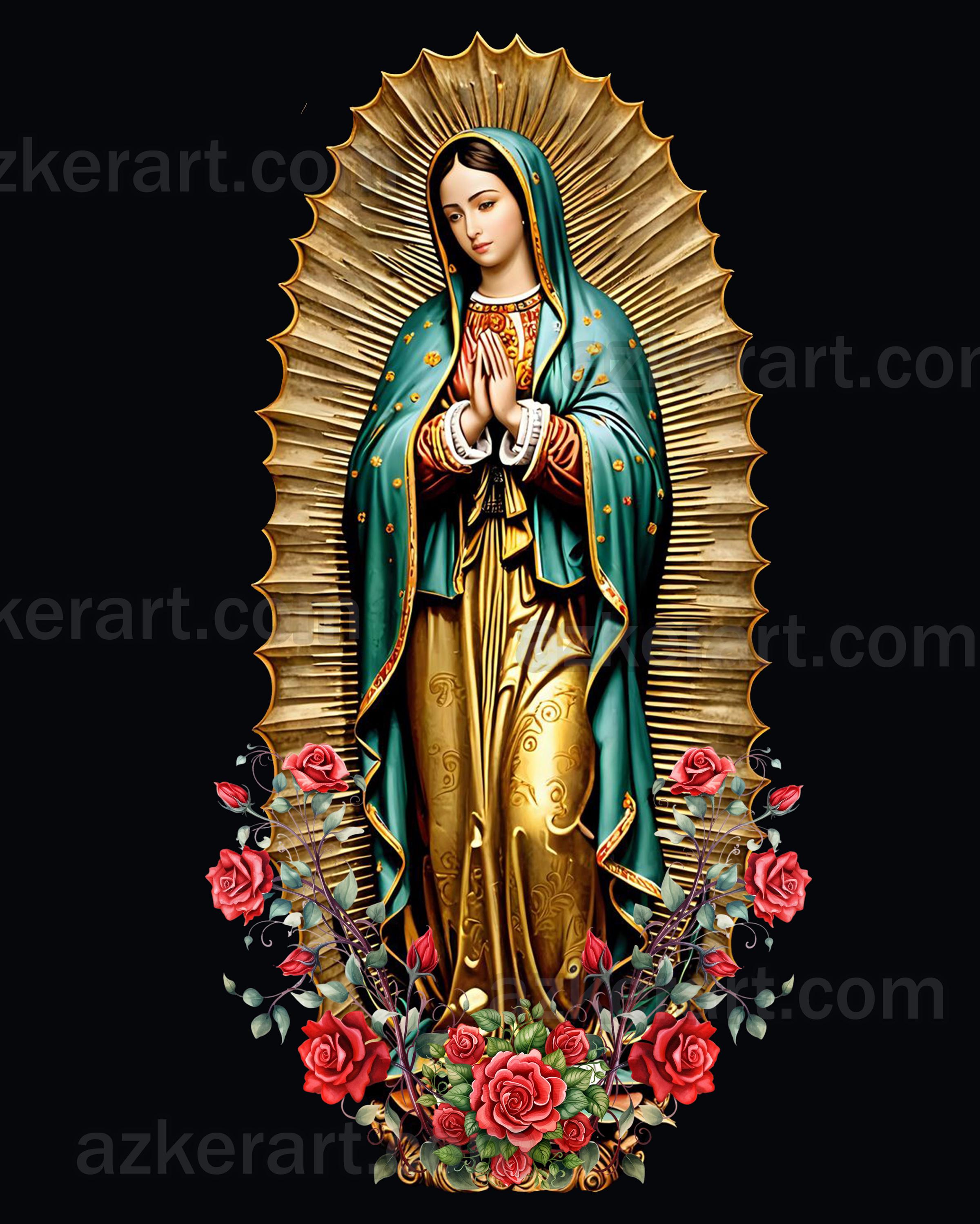 Our Lady of Guadalupe PNG download virgen de Guadalupe  sublimation design Floral Virgin of Mexico digital download