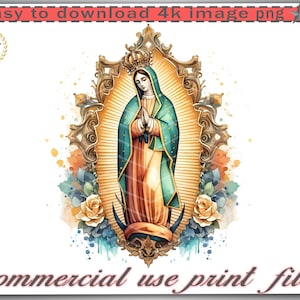 Lady of Guadalupe Digital, Virgen de Guadalupe PNG, High Resolution Image, T-shirt Design, Mug Design, DTF DTG Applications