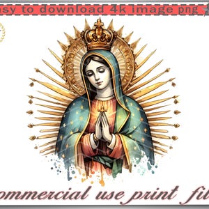 Lady of Guadalupe Digital, Virgen de Guadalupe PNG, High Resolution Image, DTF DTG Print, T-Shirt Mug Design, Easy Download, Catholic Art