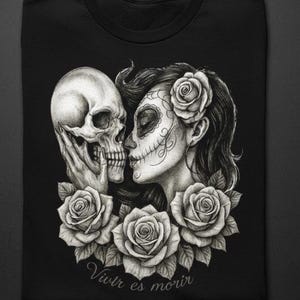 skull  kiss Halftone PNG Design for t-shirs, Sweatshirts, Hoodies and more! DTG Design, DTF File, Mexico Plantilla Semitono, Mexican-aztec
