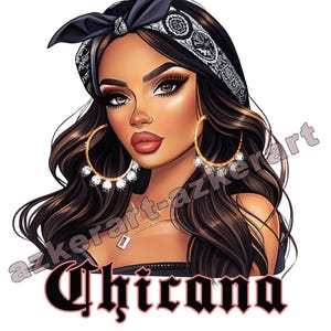 Chicana Clipart, TRANSPARENT PNG, Chicano Woman Png, Latina Woman Png, print ready, Latina Girl Png, Latina Png, Chicana Png