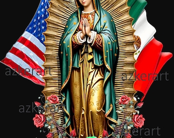 Our Lady of Guadalupe PNG download virgen de Guadalupe  Mexican American  design Floral Virgin of Mexico digital download