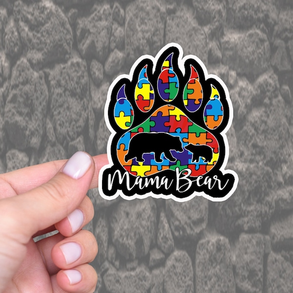 Mama Bear Autism Sticker, Puzzle Piece Sticker, Autism Sticker, MacBook Pro Stickers, Laptop Stickers, Water Bottle Sticker,