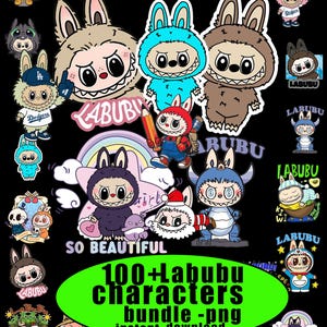 Labubu 100+ PNG-Bilder, Bundle von Labubu Vektor Digitale Datei für Cricut, Sublimation, Layered svg, Labubu Bundle super süße Monster