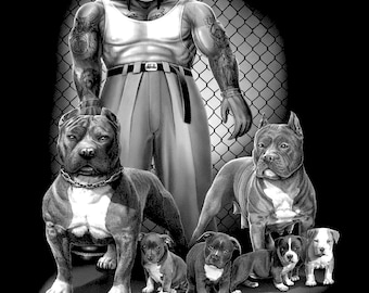 Chicano Style Halftone Download -chicano-pit Bull Art Mexico