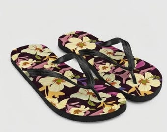 Retro Hibiscus Flip Flops