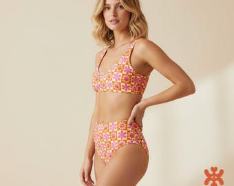 Bikini reciclado talle alto all over