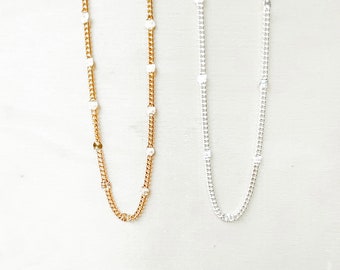 Starburst Curb Chain Necklace | 14k Gold Filled or Sterling Silver