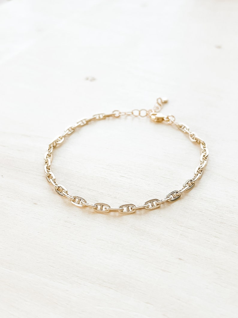 Vesta Bracelet 14k Gold Filled Or Sterling Silver Mariner Chain Bracelet Waterproof Gold Chain image 2