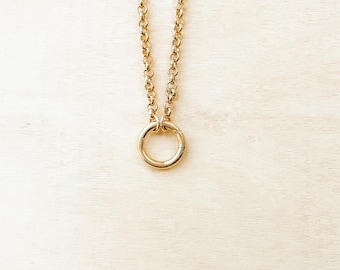 The Tilda Necklace-Gold Charm Holder Necklace | Rolo Chain with Ring Clasp