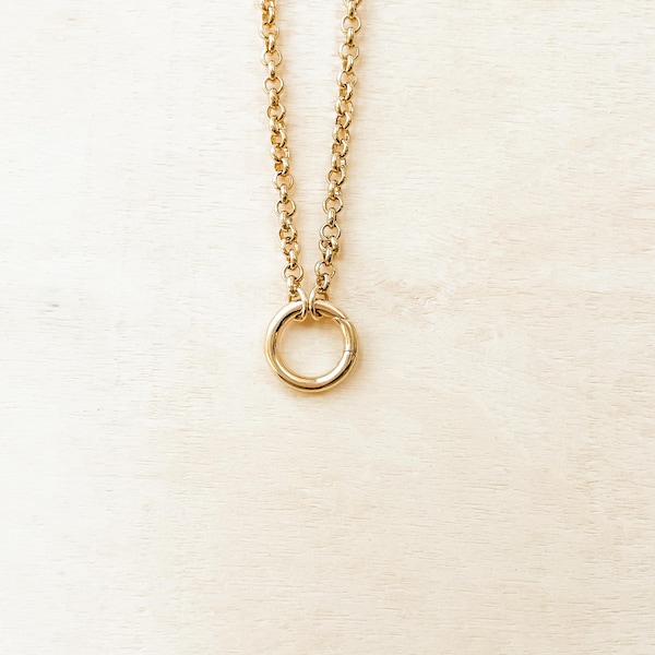 The Tilda Necklace-Gold Charm Holder Necklace | Rolo Chain with Ring Clasp
