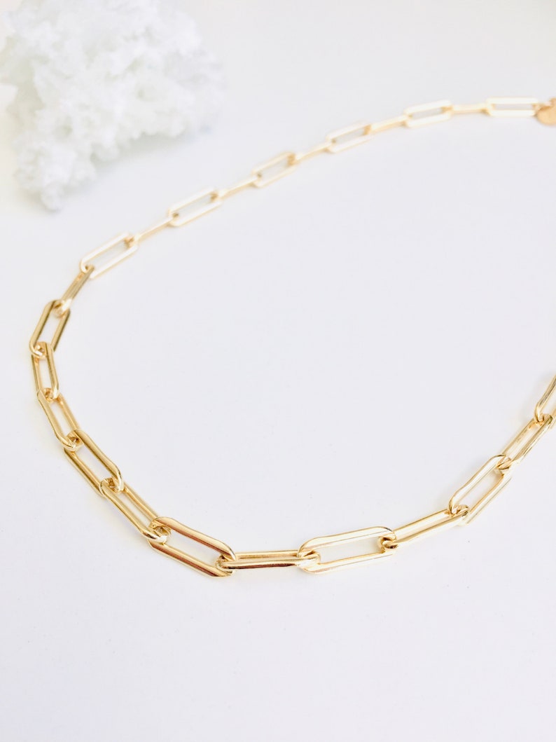 The Clare Necklace 14k Gold Filled Paper Clip Necklace Adjustable Length image 1