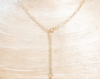 Gold or Silver Mixed Link Chain Necklace-Genevieve Chain with Spring Ring Clasps