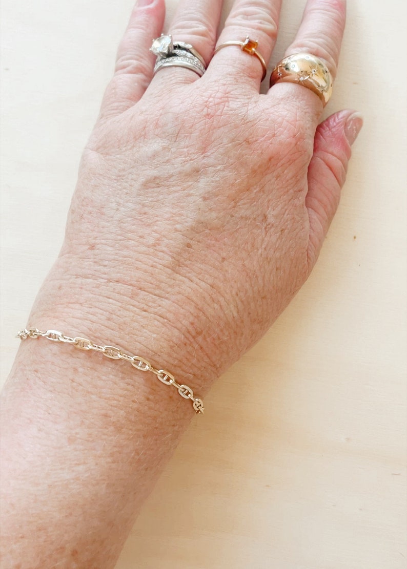 Vesta Bracelet 14k Gold Filled Or Sterling Silver Mariner Chain Bracelet Waterproof Gold Chain image 5