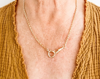 Swivel and Spring Ring Clasp Necklace | Gold Fill Mixed Rolo With Charm Holder | The Charlotte Necklace with Swivel and Spring Ring Clasp