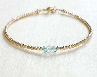 Gold Filled or 14k Gold Aquamarine Bracelet |  The March Wishes Bracelet
