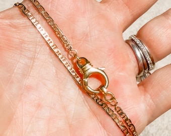 The Marina Chain with Bethany Clasp -14k Gold Filled Mariner Chain with Large Lobster Clasp