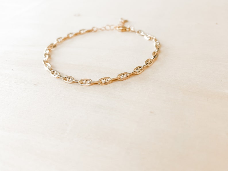 Vesta Bracelet 14k Gold Filled Or Sterling Silver Mariner Chain Bracelet Waterproof Gold Chain image 3