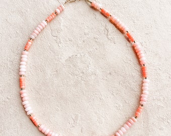 Genuine Pink Opal and Coral Bracelet or Necklace | Shaded Opal and Coral Necklace | The Sirena Bracelet or Necklace