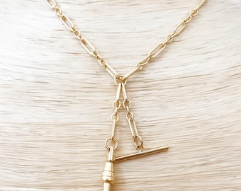 Gold Toggle Bar and Swivel Clasp Necklace-Genevieve Chain with Swivel and T Bar