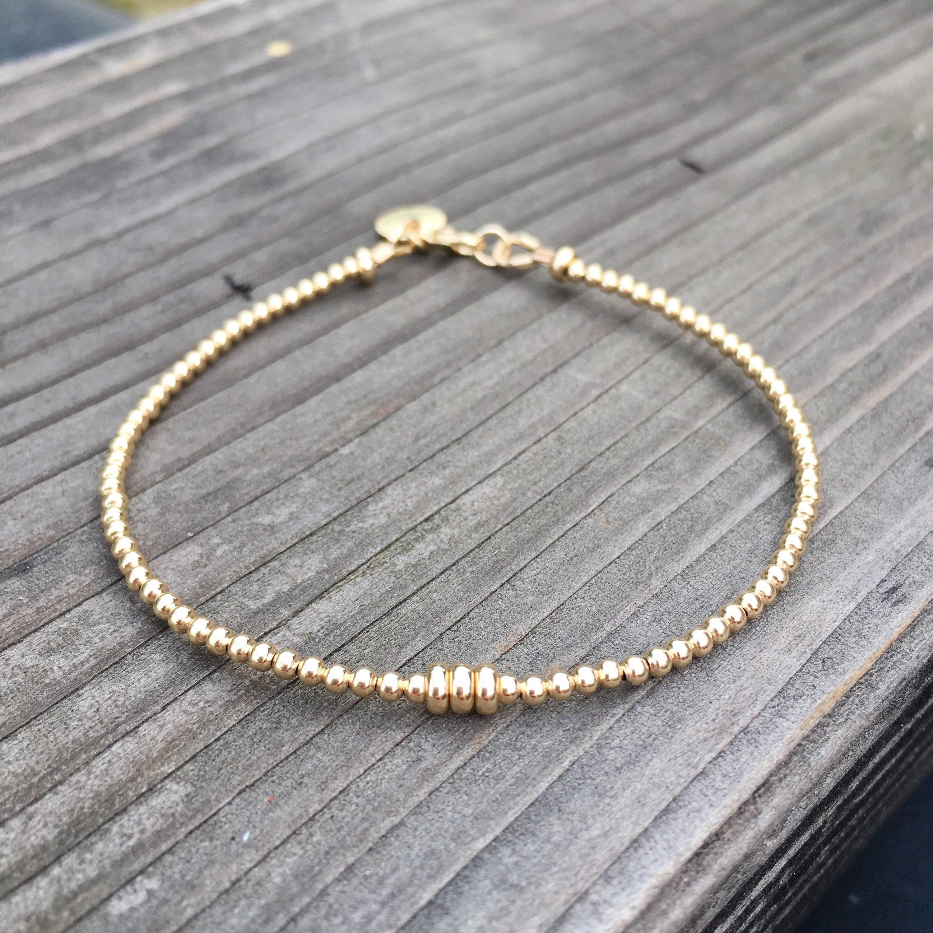 14k Gold Round Bead Bracelet or Anklet/Three Wishes Bracelet Etsy