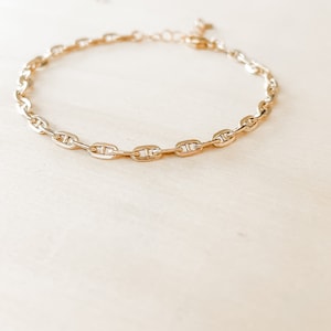 Vesta Bracelet 14k Gold Filled Or Sterling Silver Mariner Chain Bracelet Waterproof Gold Chain image 1