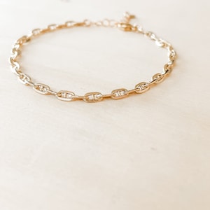 14k gold filled of sterlingzilveren Mariner-schakelarmband: de Vesta-armband