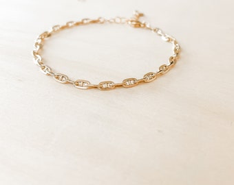 Vesta Bracelet | 14k Gold Filled Or Sterling Silver Mariner Chain Bracelet | Waterproof Gold Chain