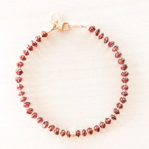 The January Bracelet | Natural Garnet and Gold Filled Or 14k Bracelet | January Birthstone