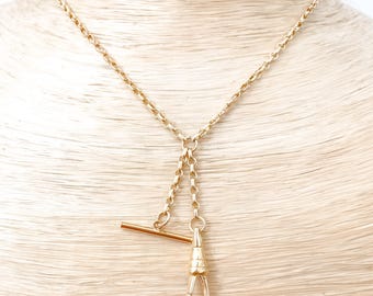 Gold Filled Rolo Chain Necklace with T Bar Swivel Clasp-Charlotte Chain with Toggle Bar and Swivel