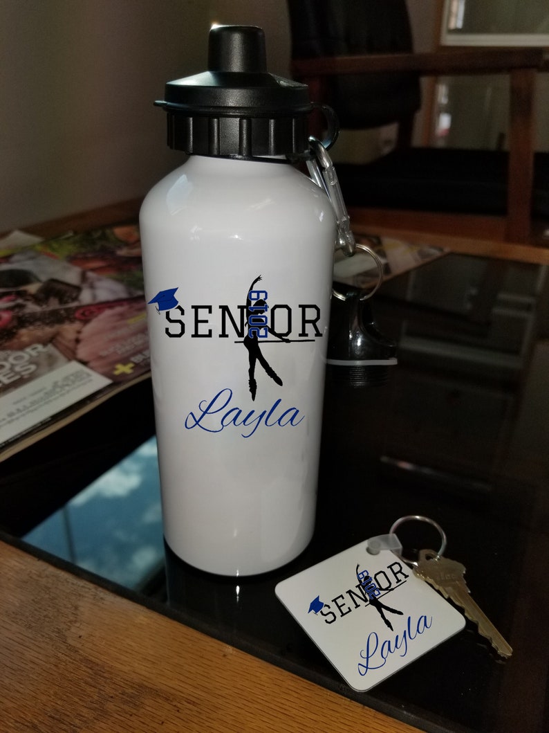 Senior Dancer Bottle and key chain set Class of 2019 Senior Personalized Dancer Water Bottle and keychain set Sport Banquet gift 2019
