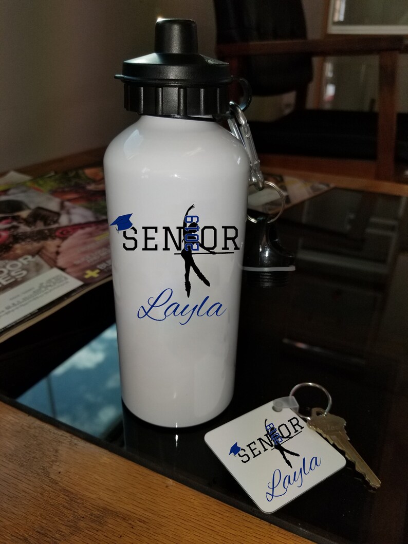 Senior Dancer Bottle and key chain set Class of 2019 Senior Personalized Dancer Water Bottle and keychain set Sport Banquet gift 2019